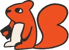 Cartoon-style orange squirrel with a bushy tail sitting and facing left.
