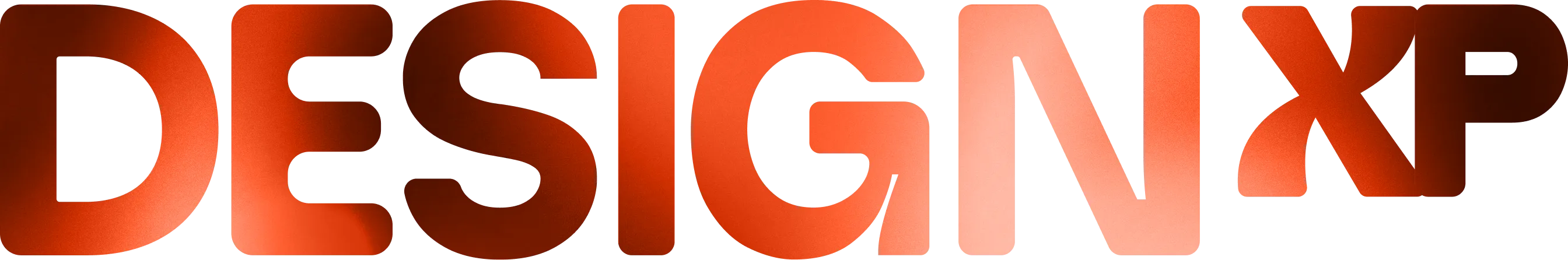 Text reading 'DESIGN XP' in bold, gradient orange-red letters on a black background.