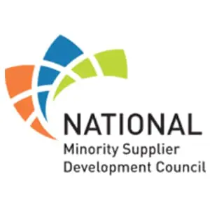 Logo of the National Minority Supplier Development Council with a colorful abstract arc design.