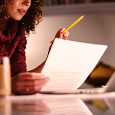 Student studying for exam