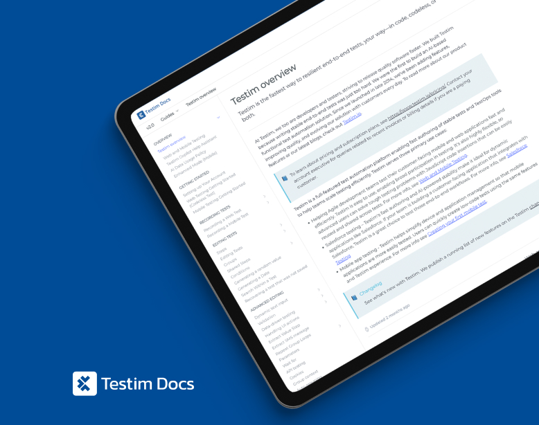 Tricentis online documentation - Technical Writing