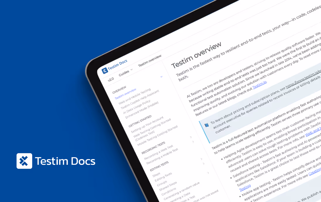 Tricentis online documentation - Technical Writing