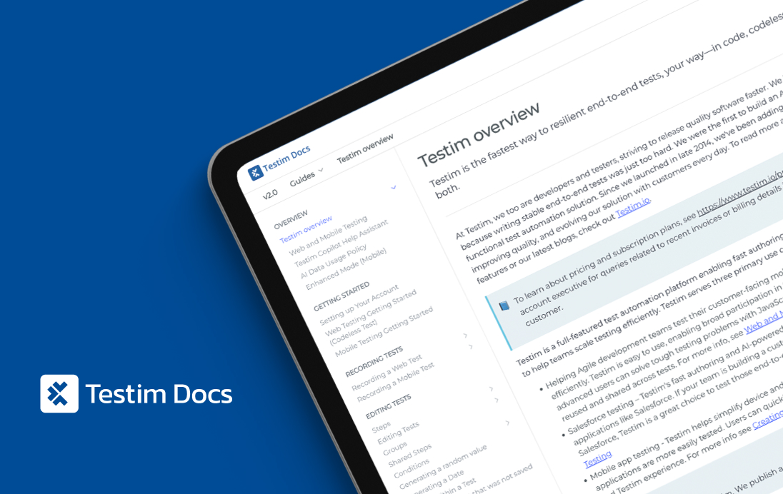 Tricentis online documentation - Technical Writing