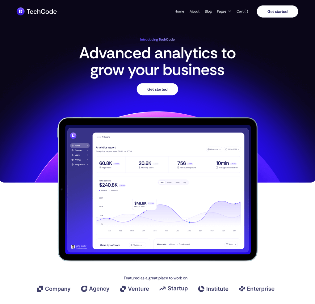 TechCode - Home V2 Page - Saasfy SaaS Webflow Template | Brix Template