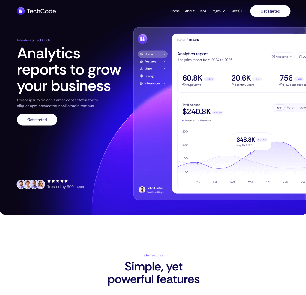 TechCode - Home V1 Page - Saasfy SaaS Webflow Template | Brix Template