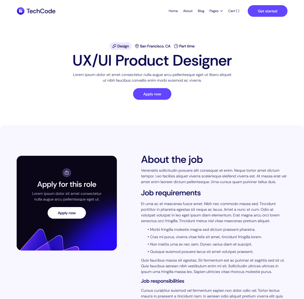 TechCode - Career Single Main Page - Saasfy SaaS Webflow Template | Brix Template