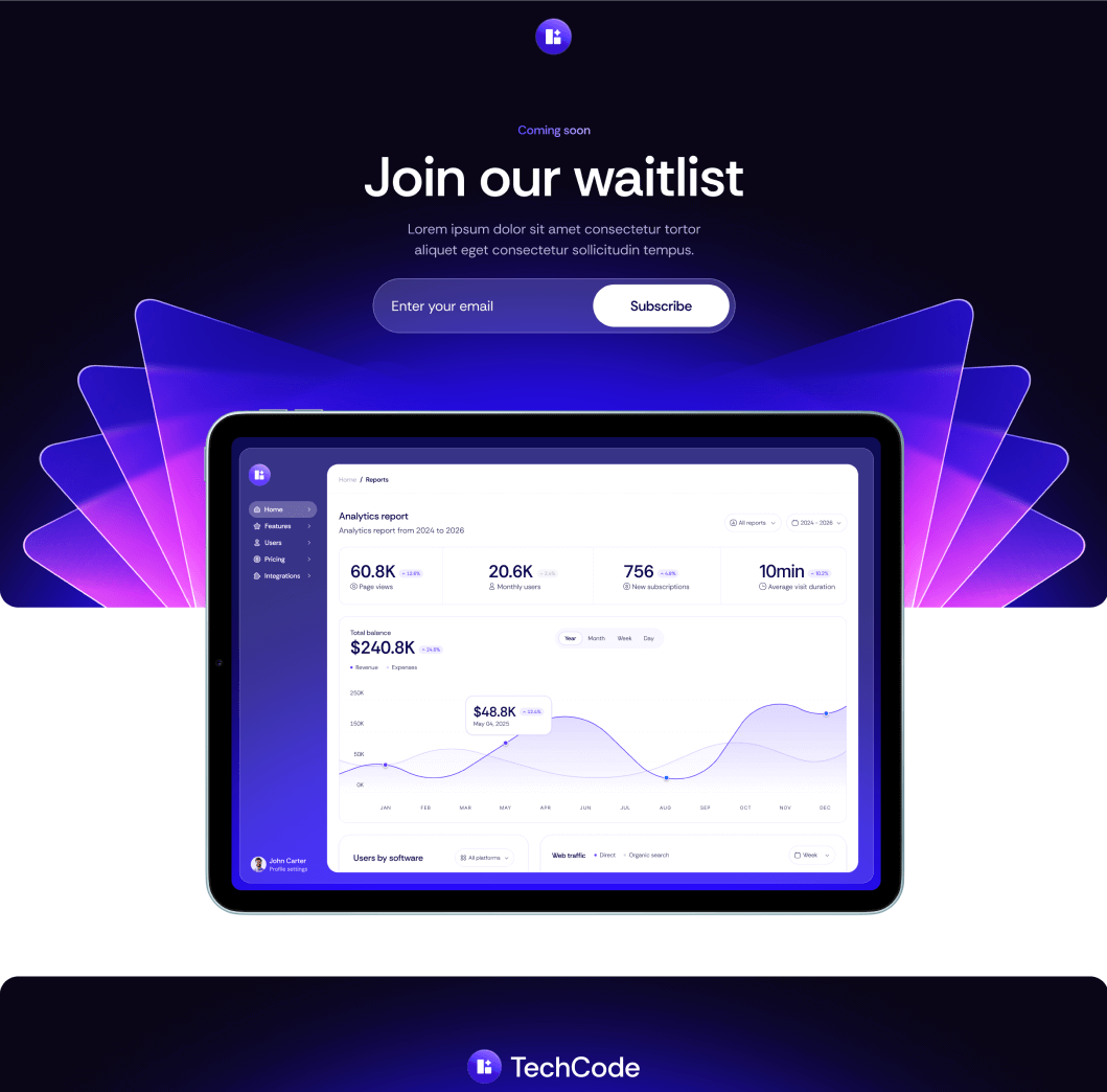TechCode - Coming Soon Utility Page - Saasfy SaaS Webflow Template | Brix Template