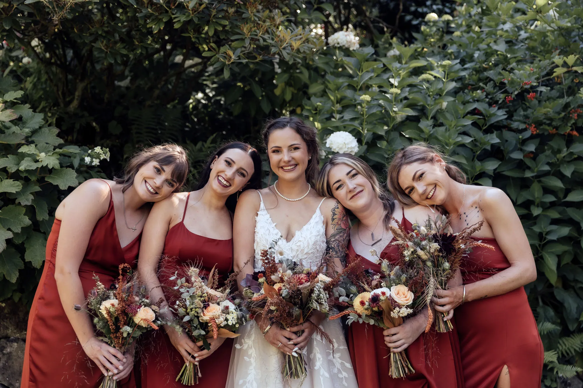 Bridesmaid's in gardens at Glenfalloch