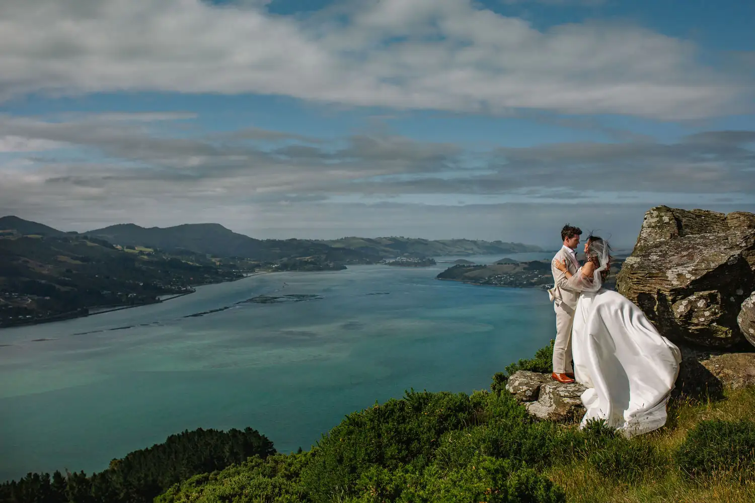 Couple take photo on Otago Peninsula