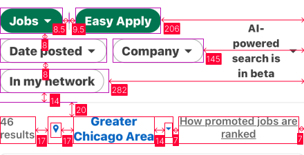 Filter strip at narrow width wrapping with 16 px insets and 12 px gaps.