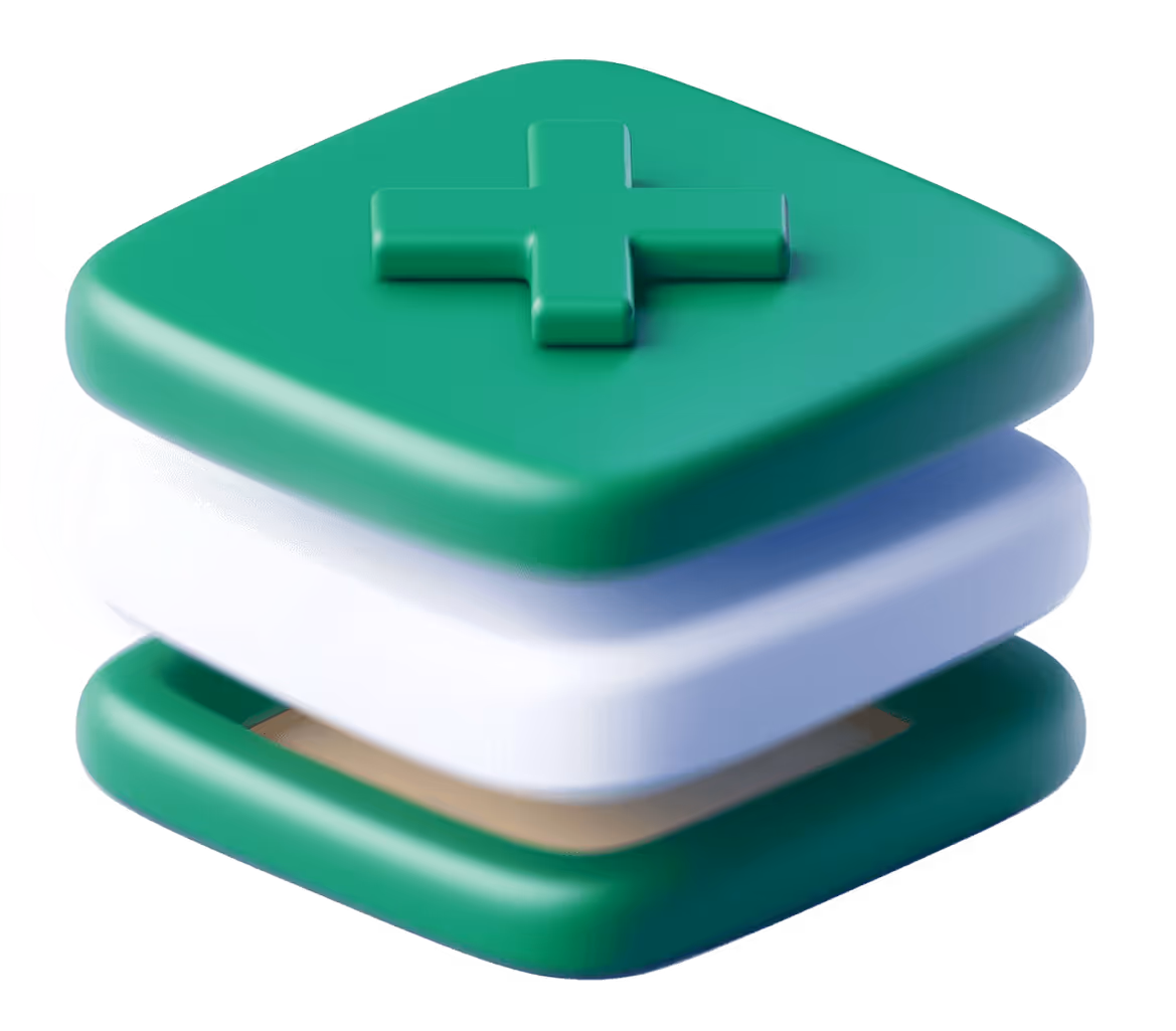 ikona sześcianu w 3d złożonego z 3 warstw