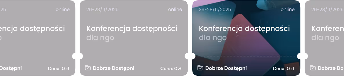wizualizacja biletów konferencji prezentująca cenę 0 złotych