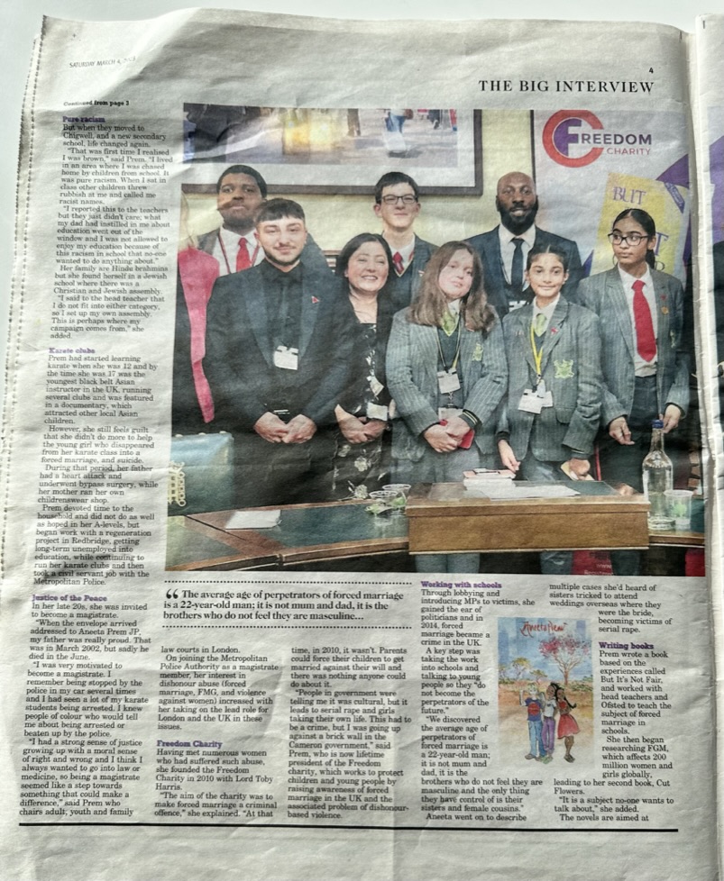 Eastern Daily Press Saturday Weekend Aneeta Prem Big Interview, 4 March 2023, page 2.