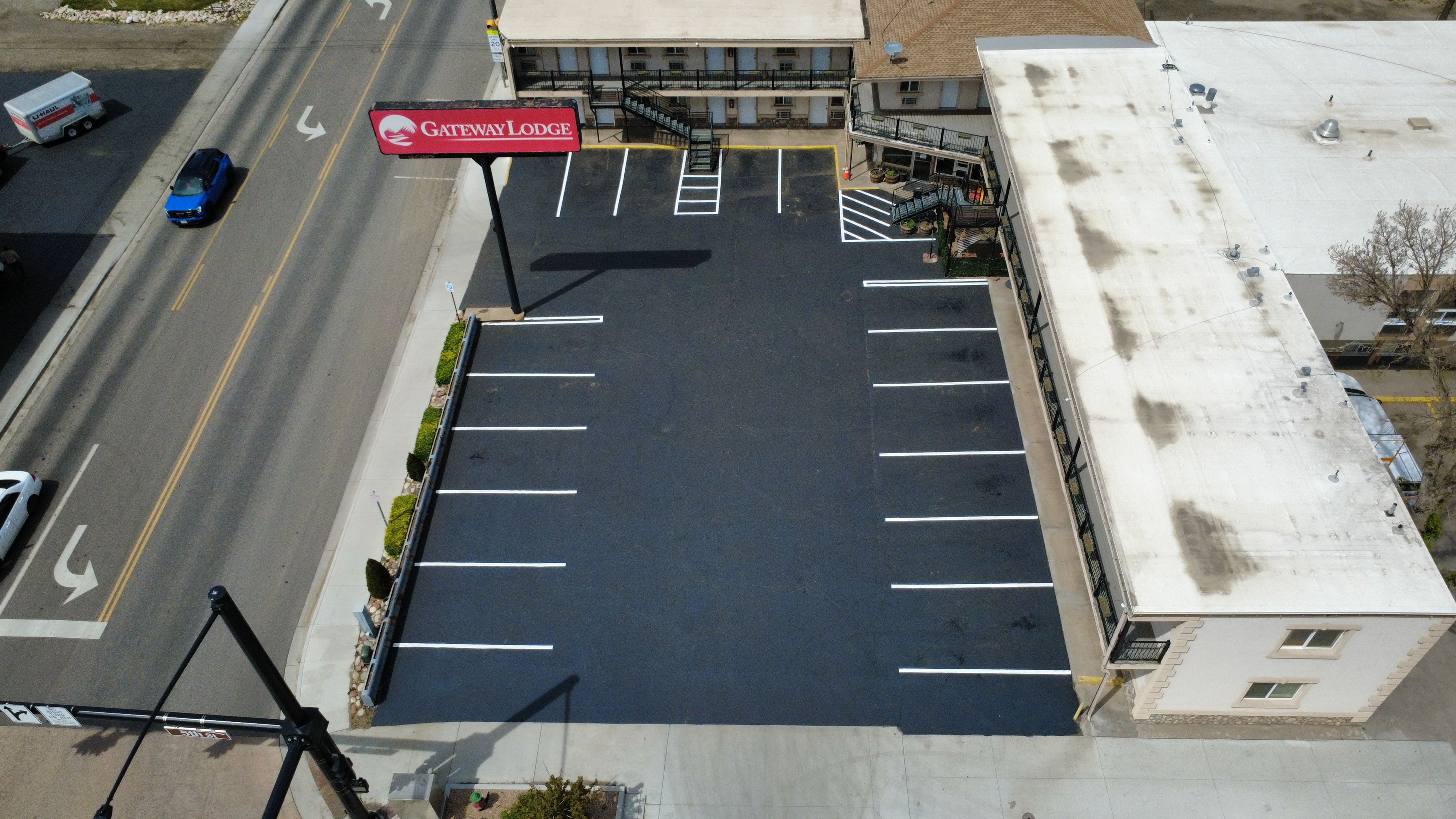 Gateway Lodge parking lot project by Grand Valley Parking Lot Services