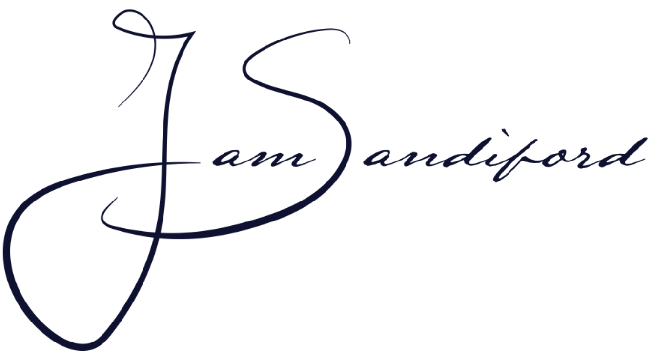 Signature-style text reading 'J am Sandiford' in dark cursive script.