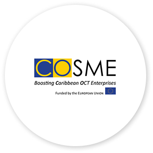 COSME logo with the tagline Boosting Caribbean OCT Enterprises, funded by the European Union.