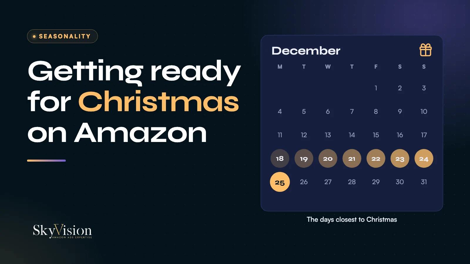 December calendar highlighting the days closest to Christmas, the key window on Amazon