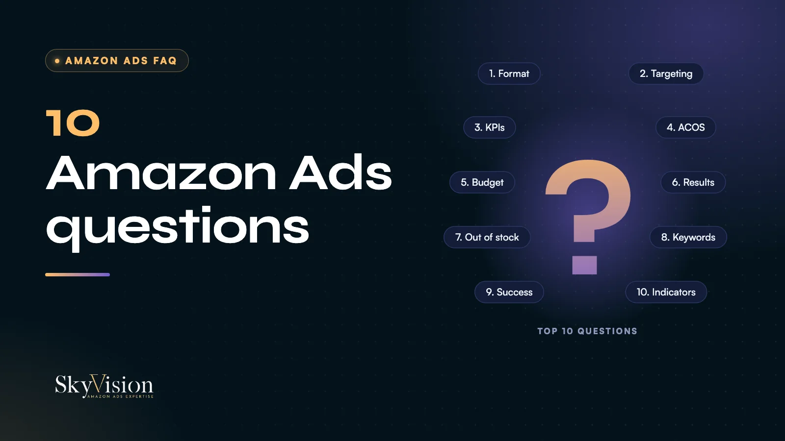 The 10 most asked Amazon Ads questions: format, targeting, KPIs, ACOS, budget, out of stock, keywords