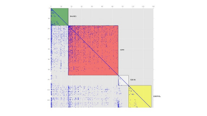 Figure 7: A typical design structure matrix with issues