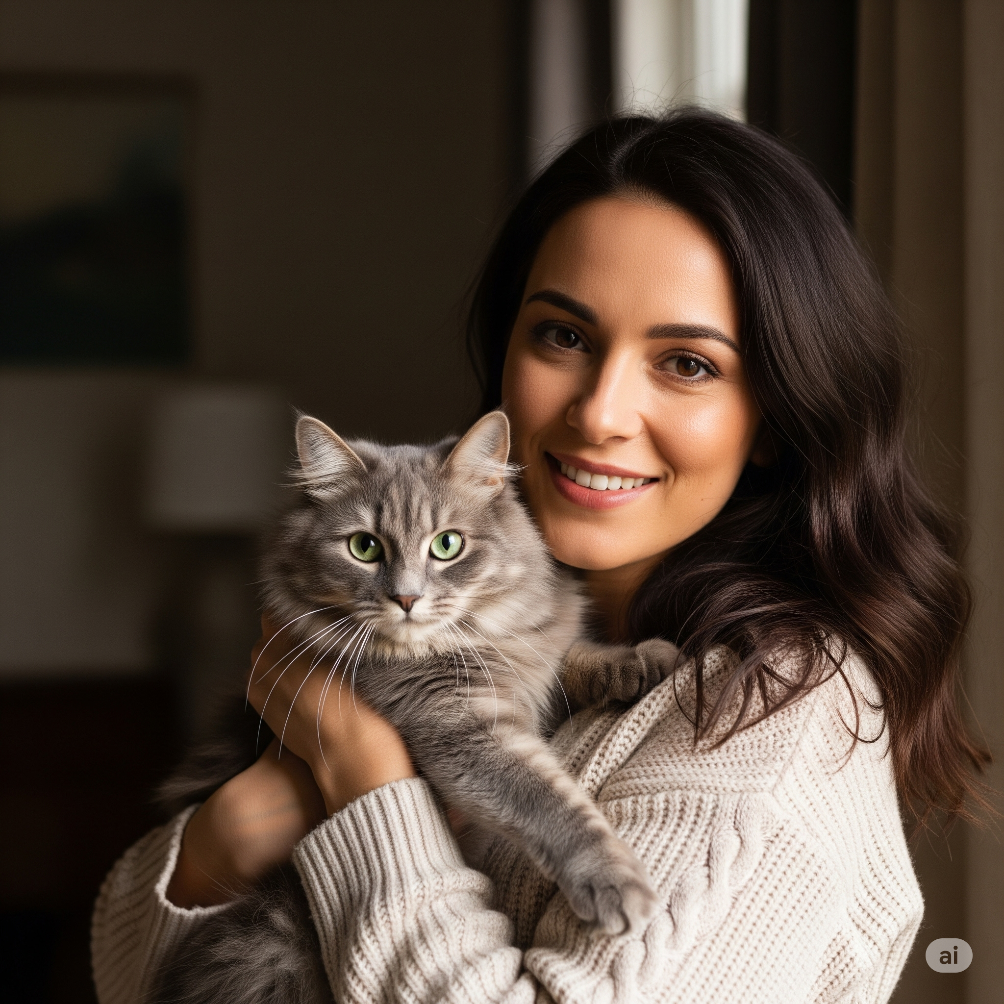 Sarah M holding her cat 