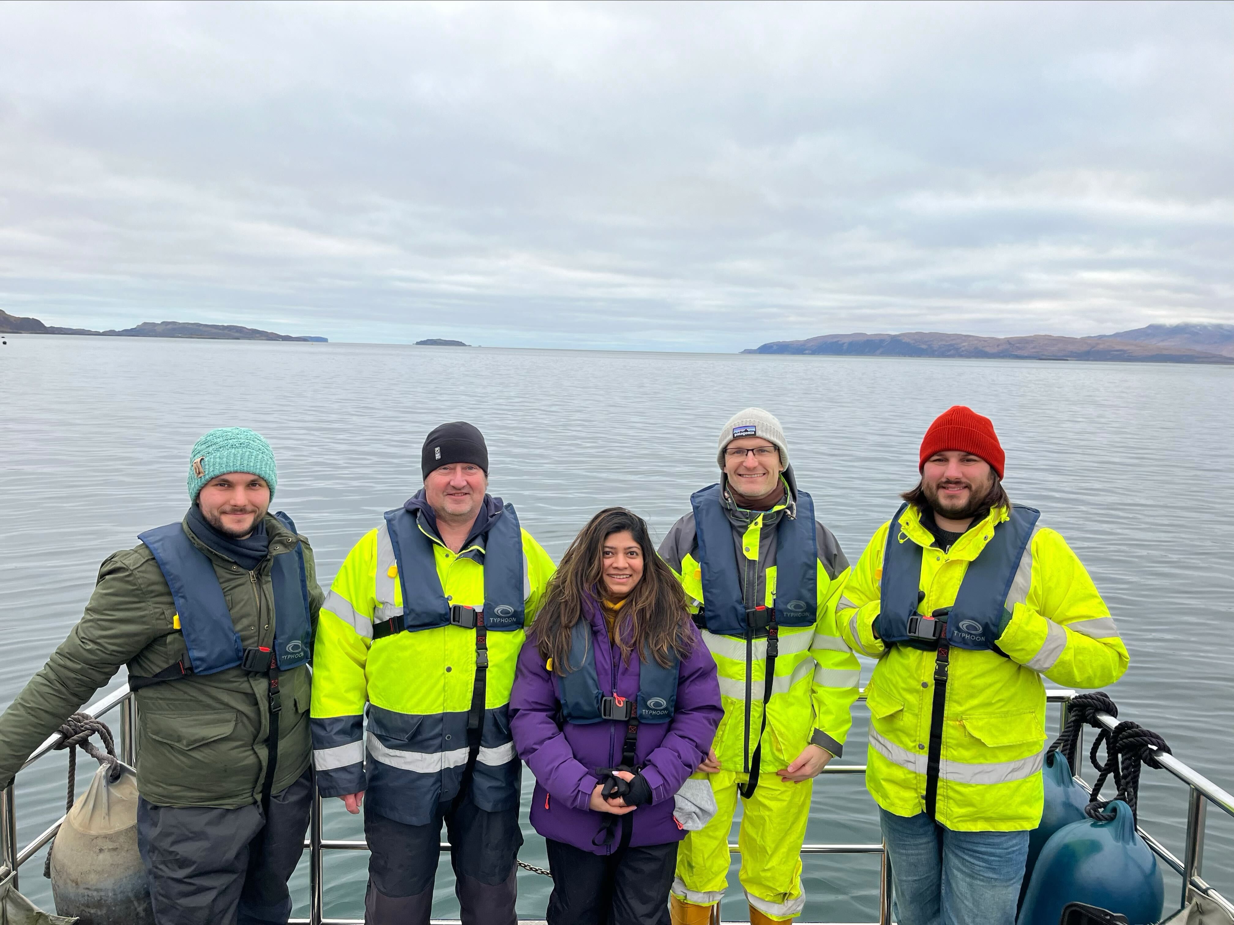 Samudra team exploring new marine farm at Oban