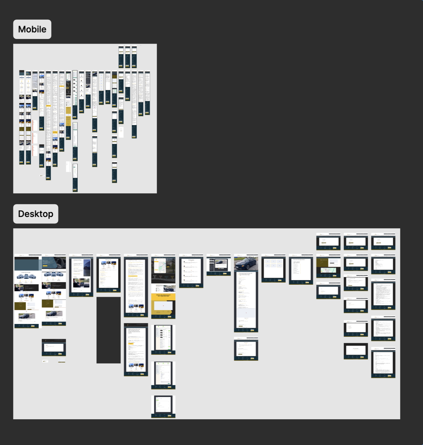Prototypes interactifs mobile et desktop pour un site de réservation en ligne VTC