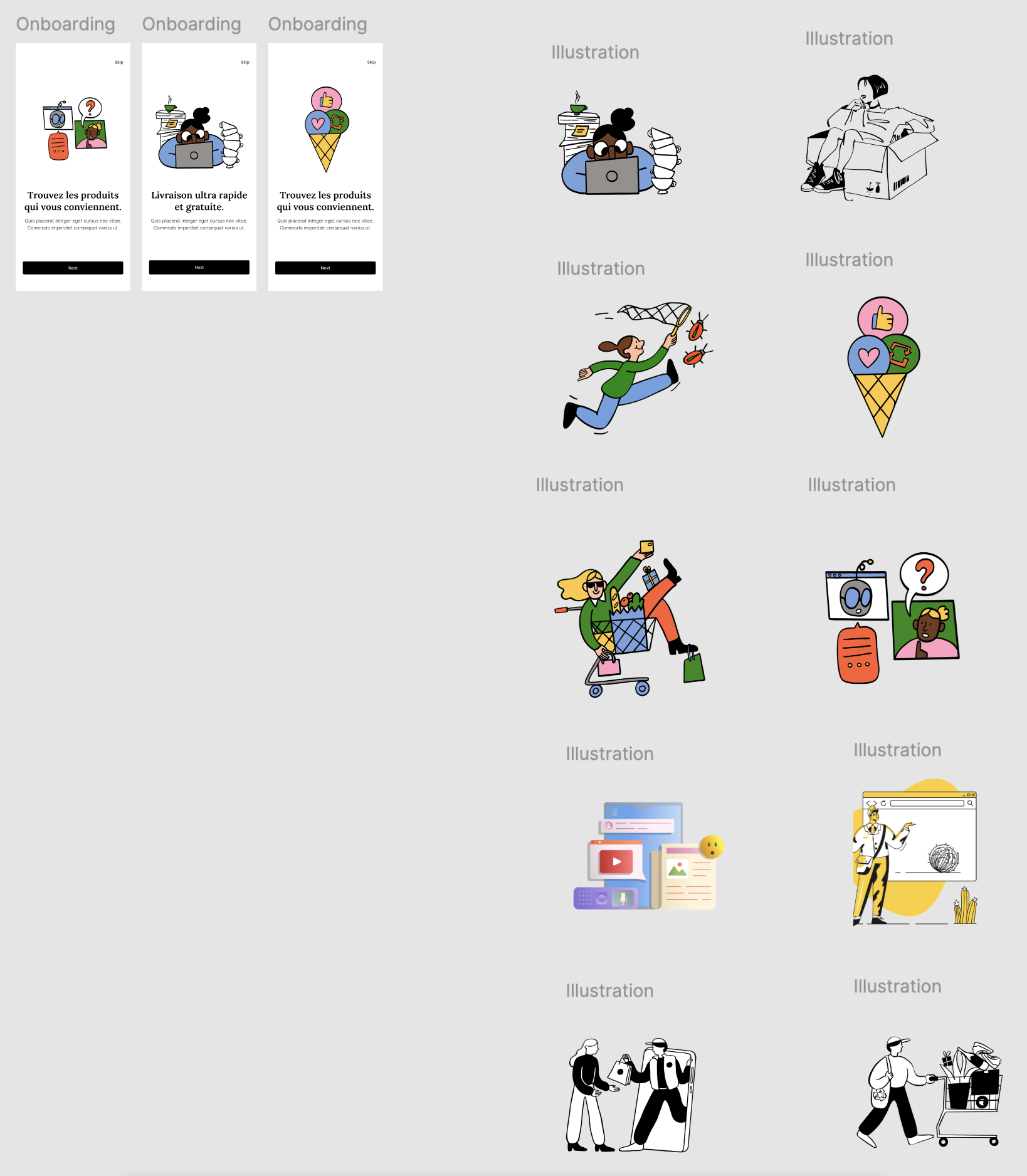imagerie pour une application mobile e-commerce