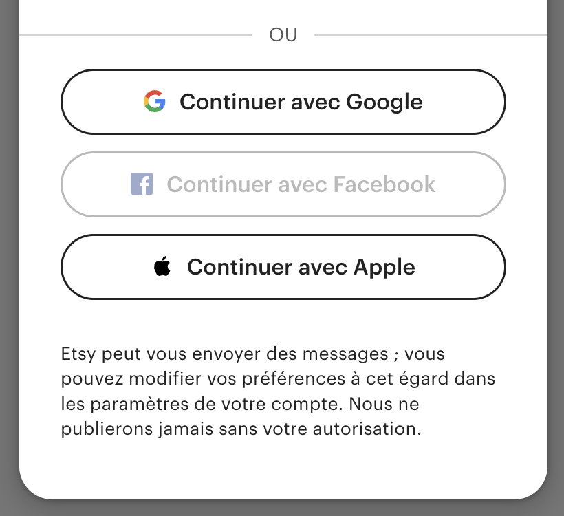 Login ou sign up avec les réseaux sociaux