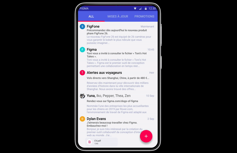 Motion Design & Microinteractions dans Figma - Appariation d'un nouveau message