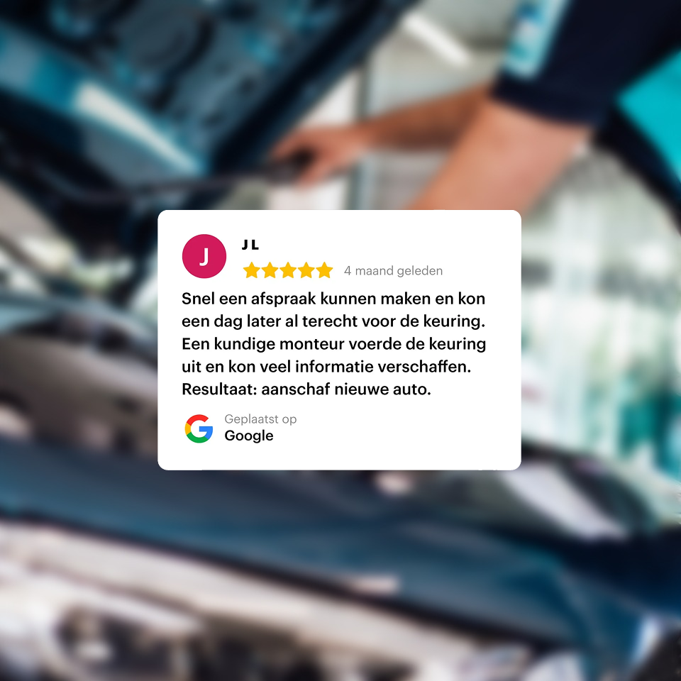 Positieve Google-review van een klant na een aankoopkeuring