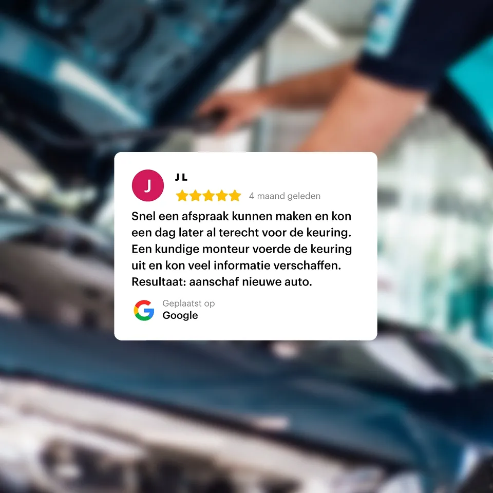 Positieve Google-review van een klant na een aankoopkeuring