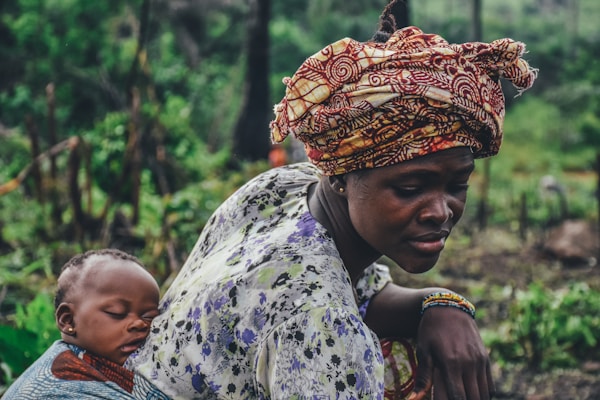 Mother and baby cassava farming