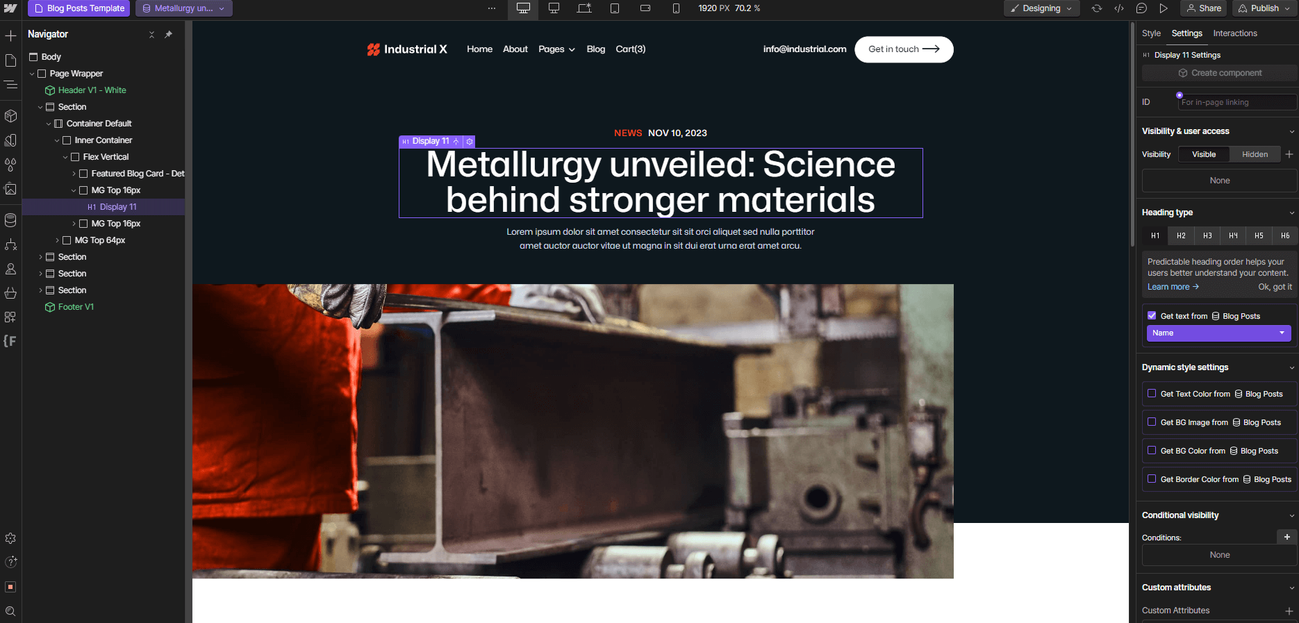 CMS Page - Industrial X Webflow Template