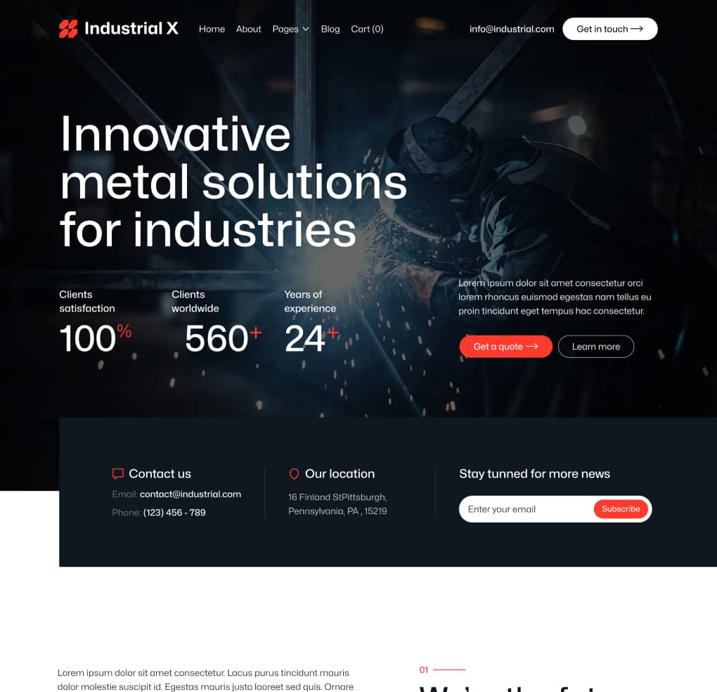 Industrial X - Home V1 Page - Metallurgical Webflow Template
