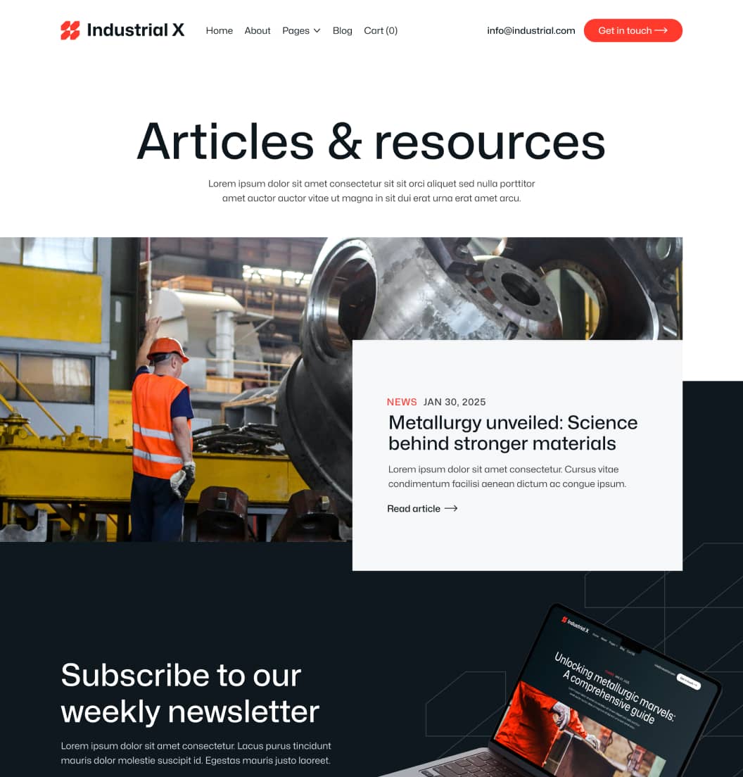 Industrial X - Blog V1 Page - Metallurgical Webflow Template