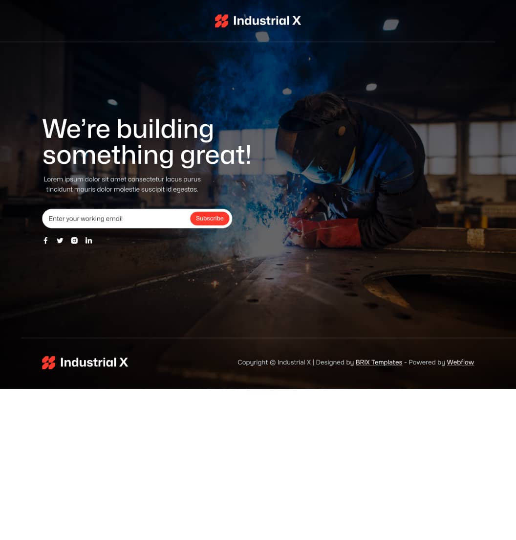 Industrial X - Coming Soon Page - Metallurgical Webflow Template