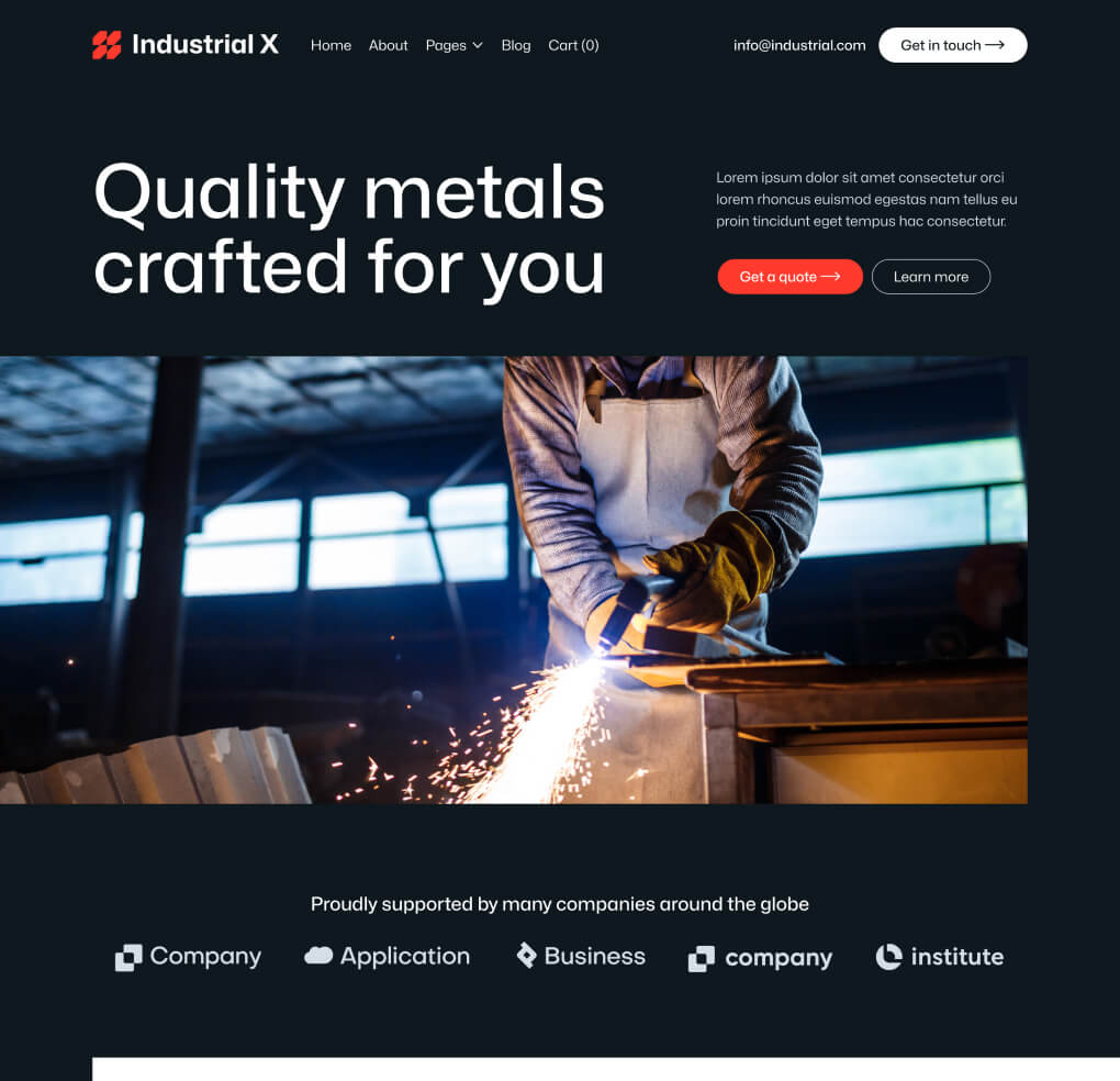 Industrial X - Home V2 Page - Metallurgical Webflow Template