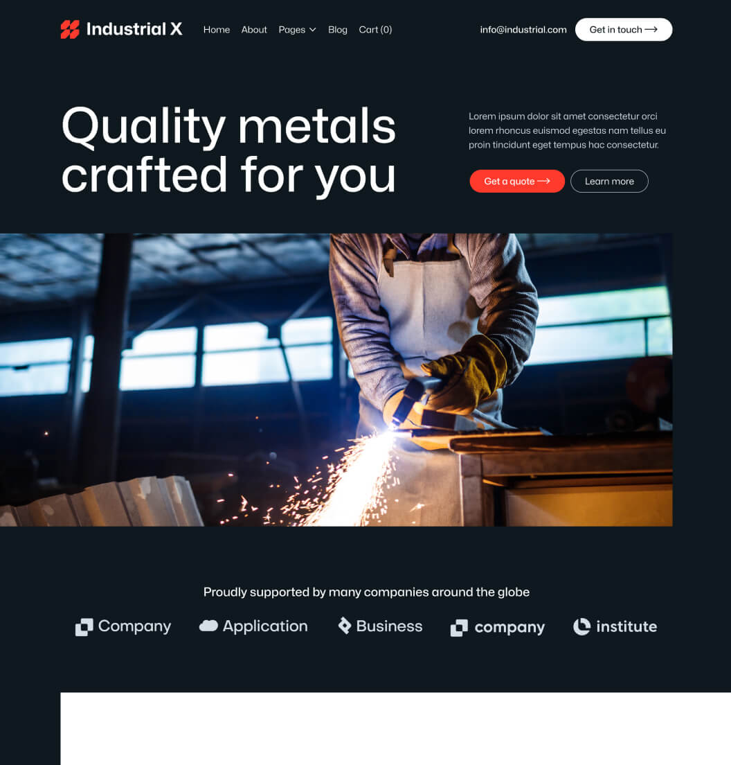 Industrial X - Home V2 Page - Metallurgical Webflow Template