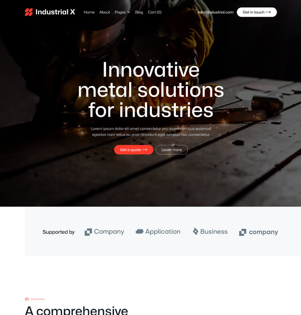 Industrial X - Home V3 Page - Metallurgical Webflow Template