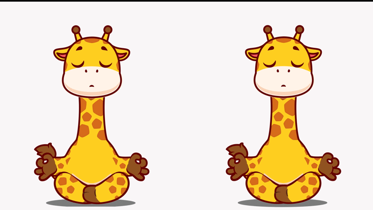 2 identical giraffes in "Zen" state, showing differences of movment