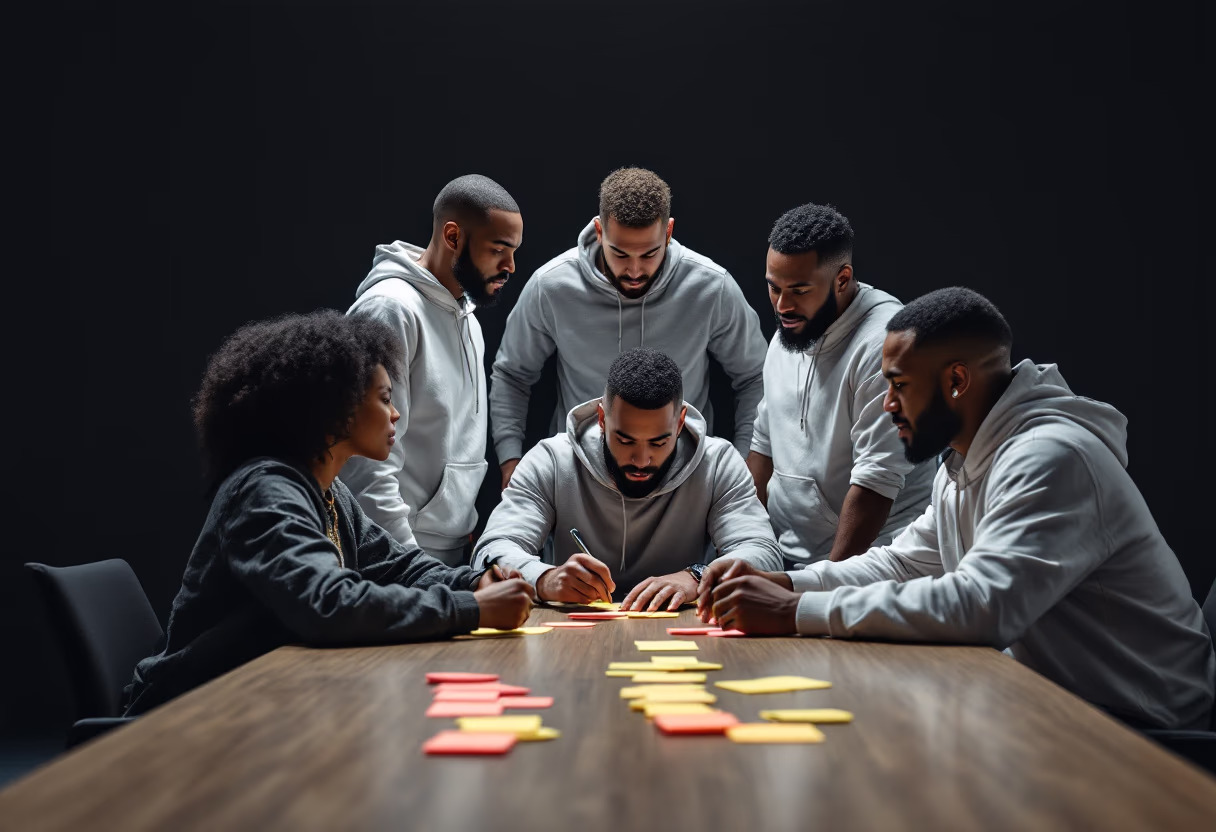 image of brainstorm session with sticky notes (for a b2b saas)