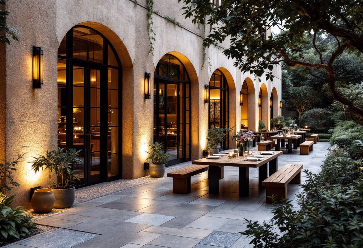 [background image] image of restaurant exterior at night (for a fine dining restaurant)