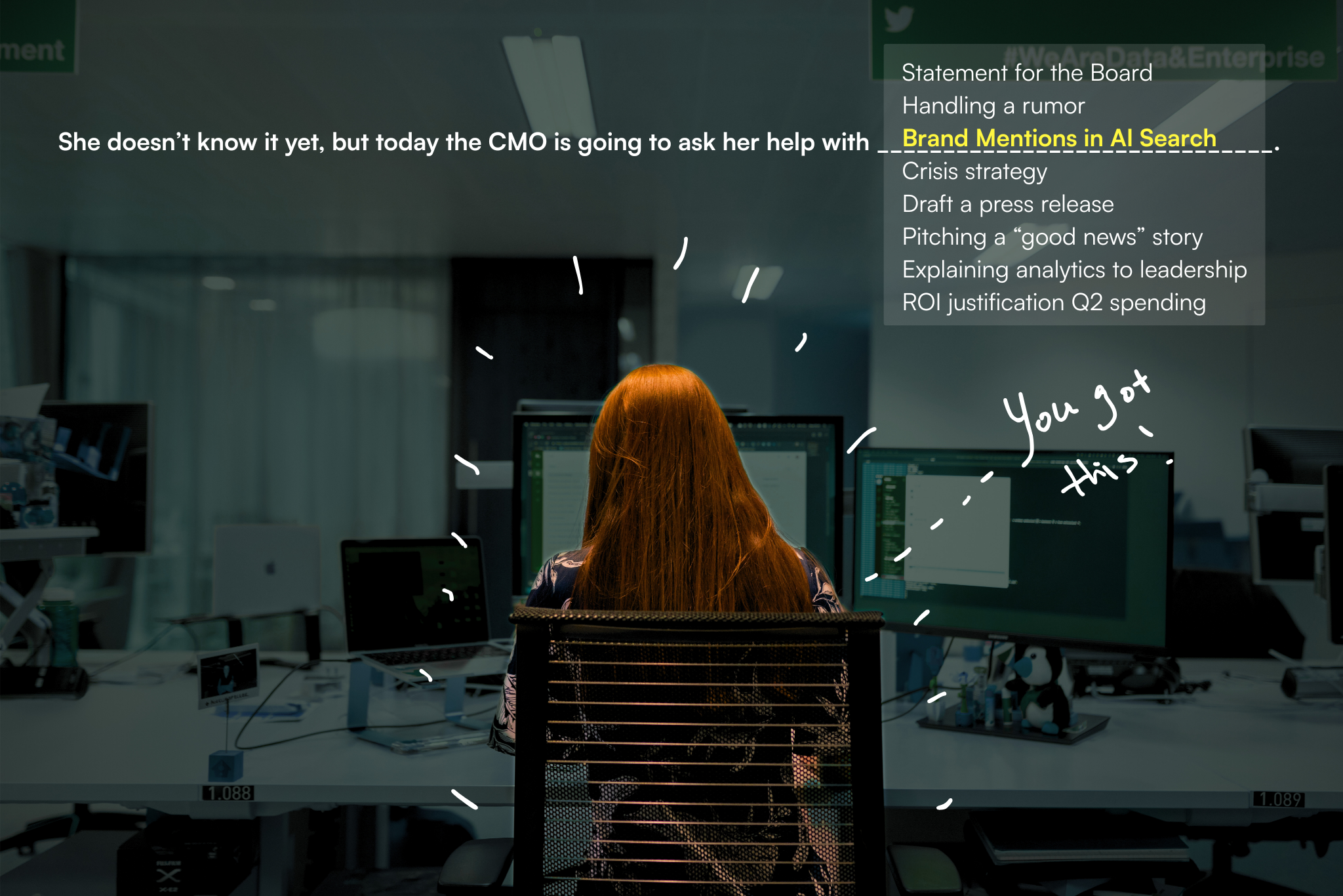 Image of Comms Leader's daily tasks with AI task highlighted