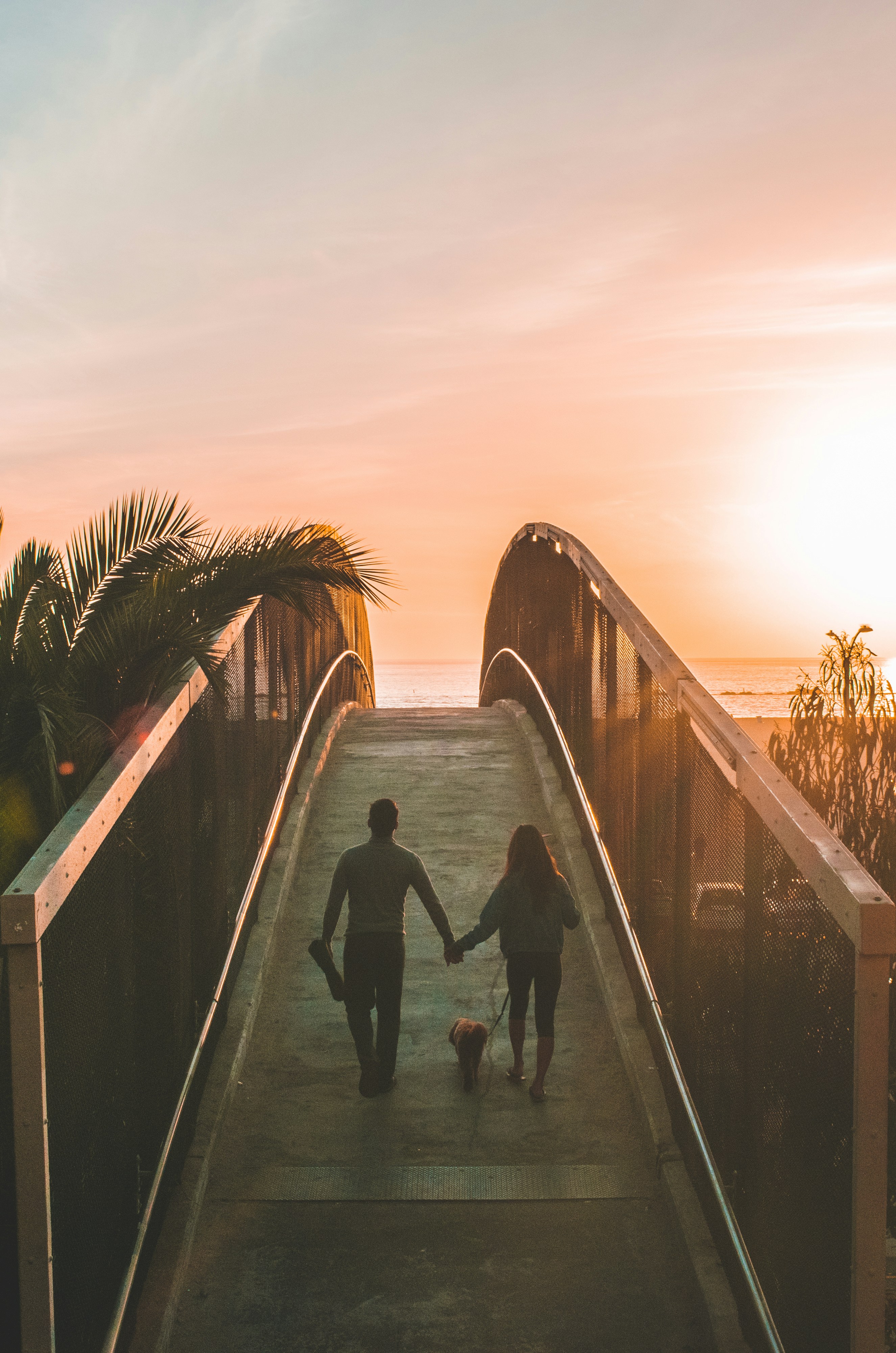 Couple walking together in West LA near Santa Monica