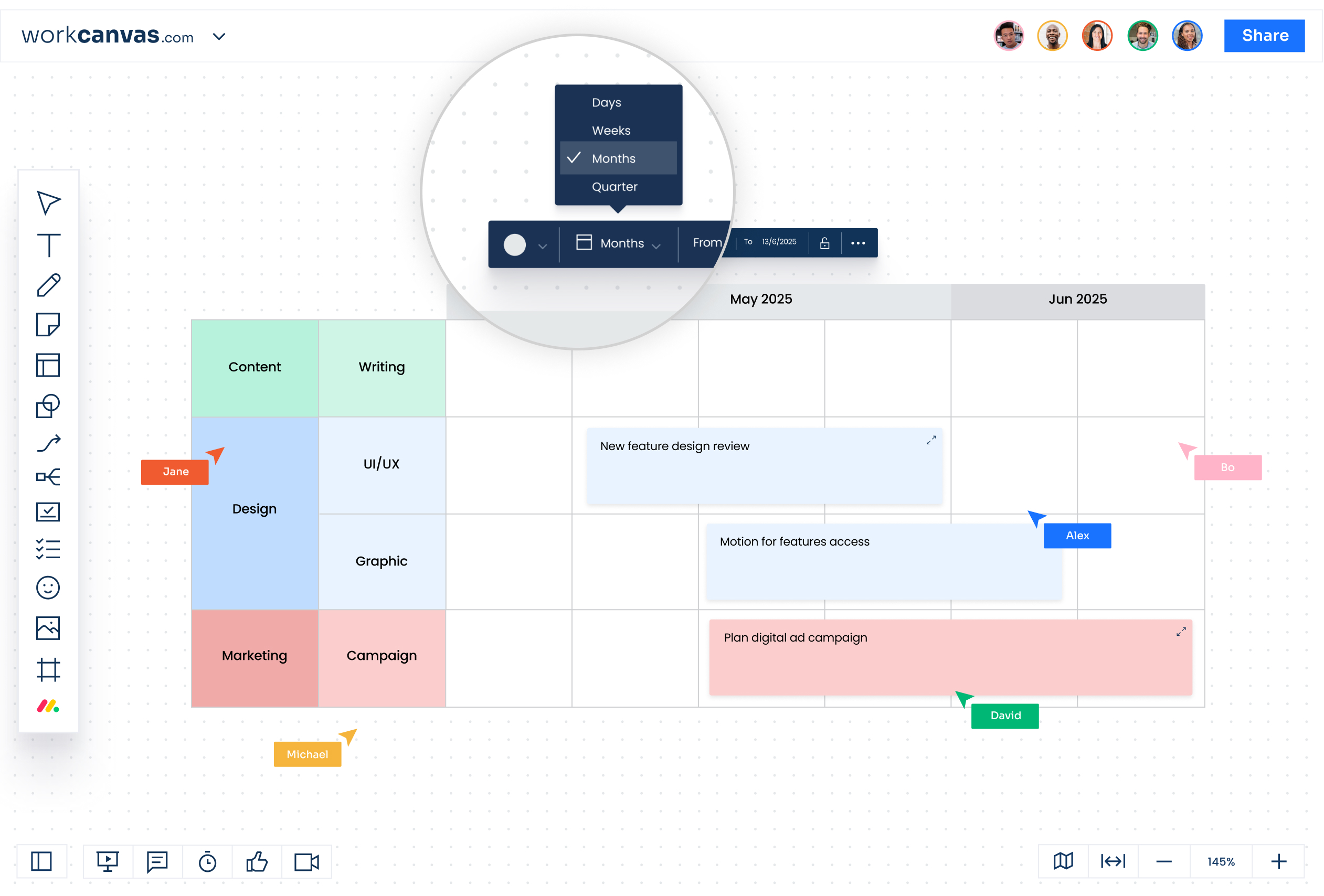 Create a clear visual of your project and manage it through each stage. Easily share and update budgets, deadlines, and stakeholders.