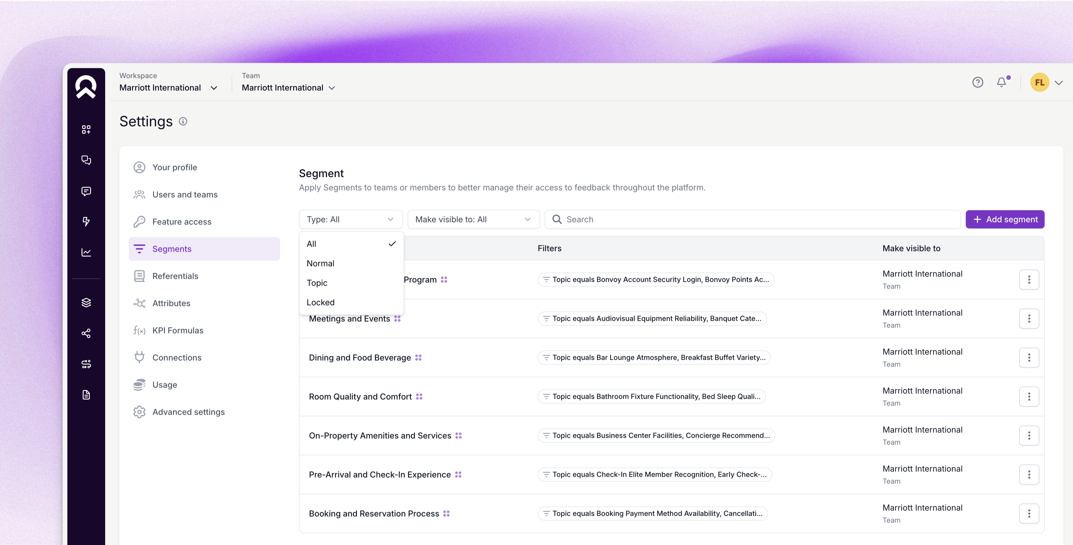 segment page new navigation