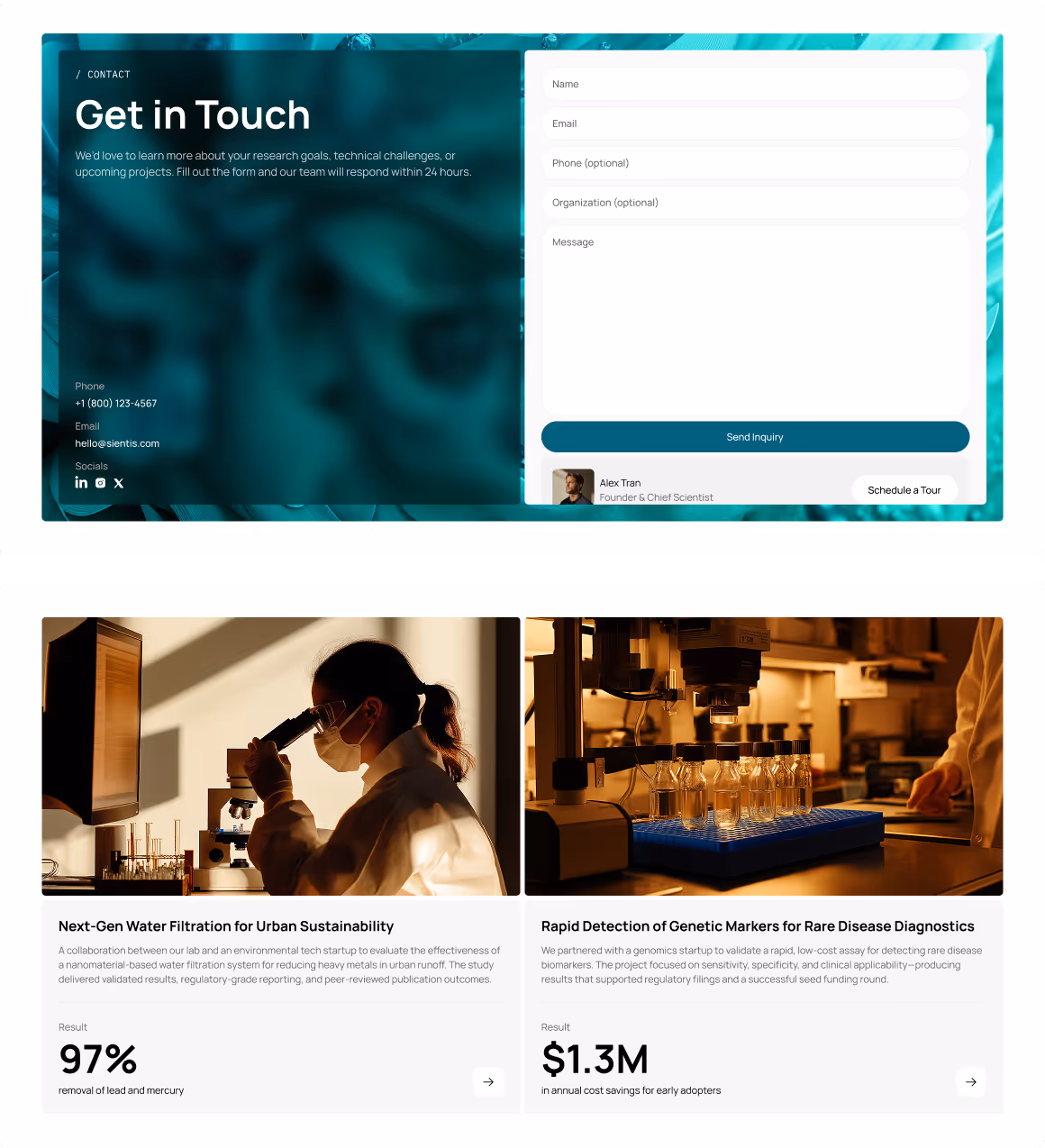 Laboratory & Research template sections