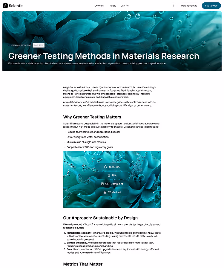 Laboratory & research template post