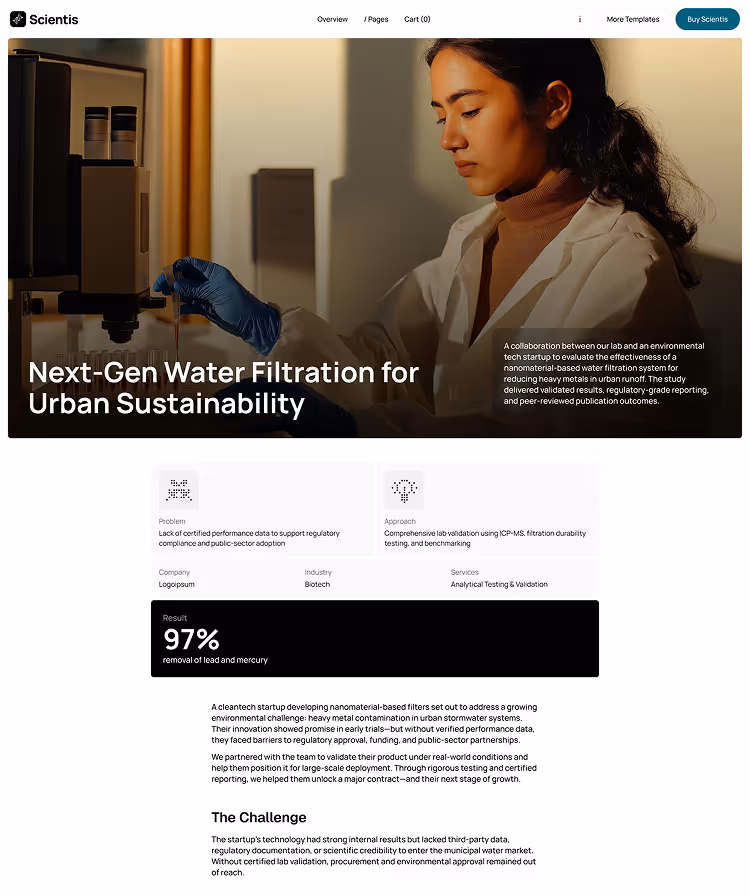Laboratory & research template case study
