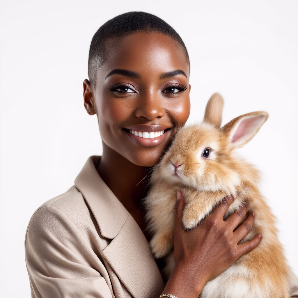 [headshot] image of customer with their pet (for a pet store)